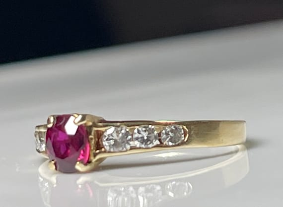 Ruby Ring 14K Yellow Gold Engagement Ring Diamond… - image 10