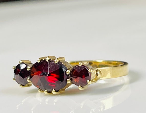 Garnet Ring 14K Rose Cut Garnet Vintage Engagemen… - image 4