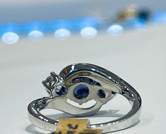 Iolite Ring Solid 18K Engagement Ring Genuine .75… - image 7