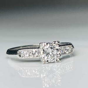 Platinum Engagement Ring Old European Cut Diamond Ring .50 Ct Art Deco Vintage Engagement Ring Antique Engagement Ring