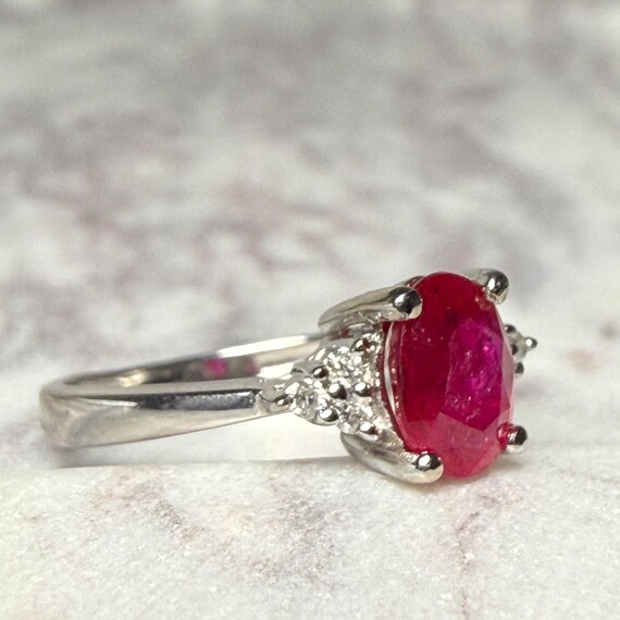 Ruby Ring 14K Natural Ruby Engagement Ring Diamon… - image 16