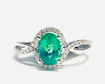 Emerald Ring 14k Vintage Ring Diamond Emerald Engagement Ring May Birthstone Gift for Her Vintage Jewelry