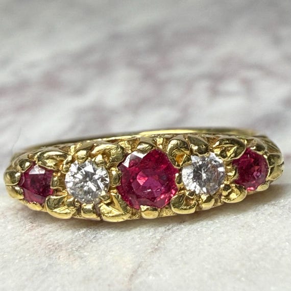 Ruby Ring 18K Vintage Ruby Engagement Ring Antiqu… - image 12