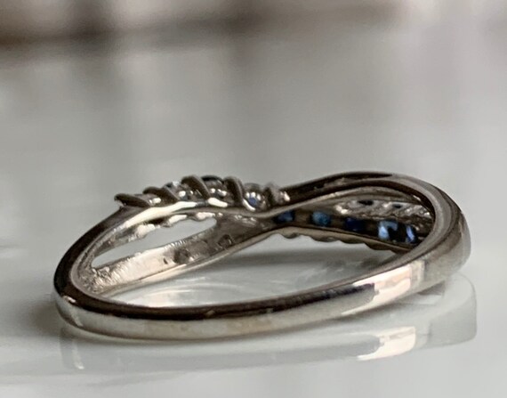 Blue Sapphire Ring Sapphire Diamond 14K White Gol… - image 9