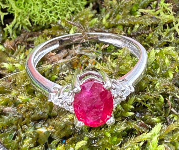 Ruby Engagement Ring Diamond Natural Ruby Ring 14… - image 16