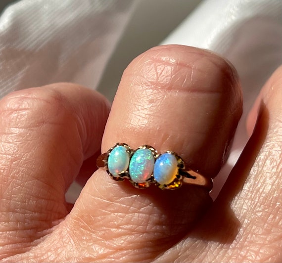 Opal Ring Australian Opal Victorian Ring 1800s En… - image 5