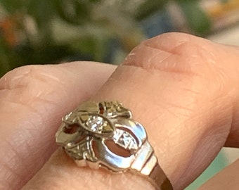 Art Deco Engagement Ring Vintage Antique Diamond Ring 14K Art Art Deco Ring Transitional Cut Diamond Ring Orange Blossom 1920s