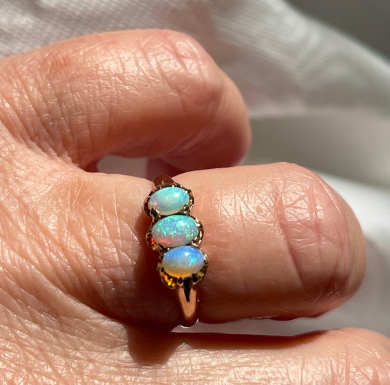 Opal Ring Australian Opal Victorian Ring 1800s En… - image 10