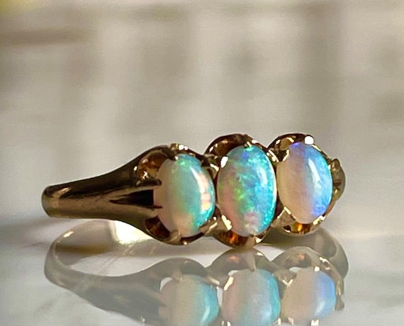 Opal Ring Australian Opal Victorian Ring 1800s En… - image 2