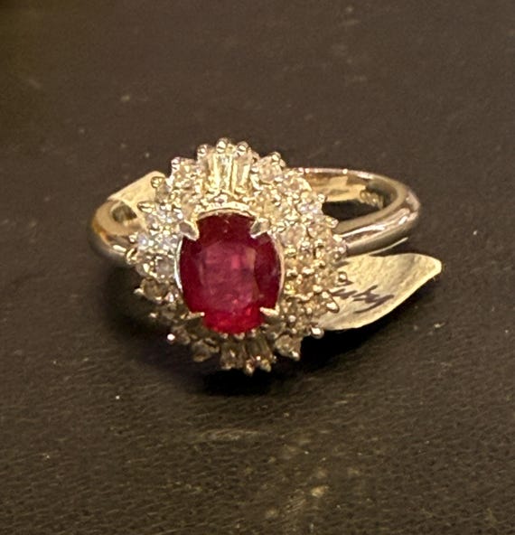 Ruby Ring Platinum Diamond Ruby Ring Vintage Enga… - image 12