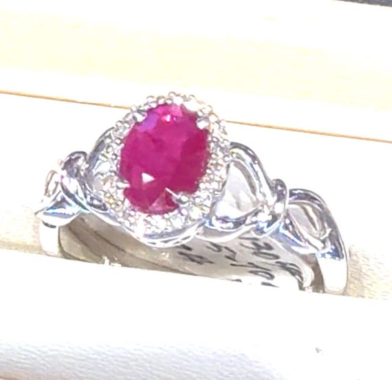 Ruby Ring 14K Ruby Engagement Ring 14K Ruby Diamo… - image 2