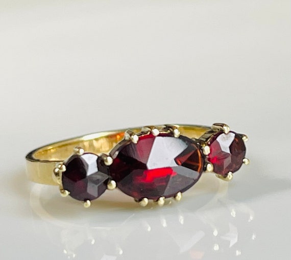 Garnet Ring 14K Rose Cut Garnet Vintage Engagemen… - image 3