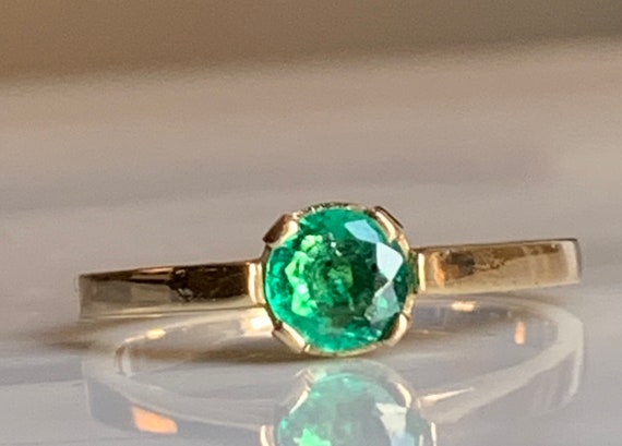 Emerald Ring 14k Round Cut Colombian Emerald Ring… - image 4
