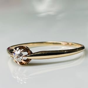 Mine Cut Diamond Engagement Ring Vintage Antique Mine Cut Diamond Ring 1800s Victorian Ring Buttercup Wedding Gift for Her Antique Jewelry