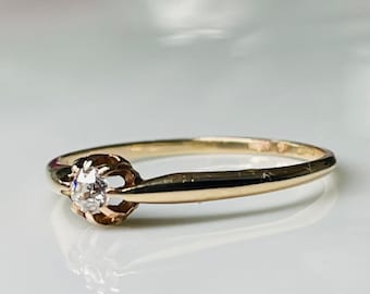 Mine Cut Diamond Engagement Ring Vintage Antique Mine Cut Diamond Ring 1800s Victorian Ring Buttercup Wedding Gift for Her Antique Jewelry
