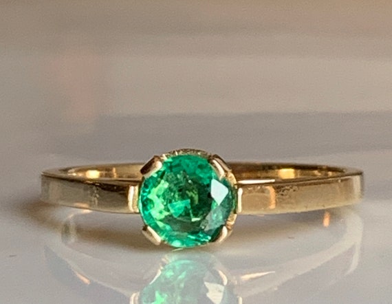 Emerald Ring 14k Round Cut Colombian Emerald Ring… - image 3
