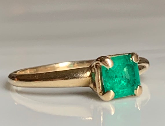 Emerald Ring 14k Emerald Engagement Ring Vintage E