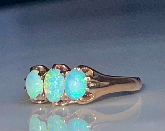 Opal Ring Australian Opal Victorian Ring 1800s En… - image 3