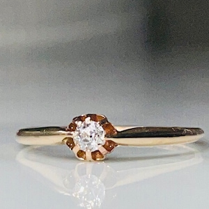 Antique Diamond Ring Mine Cut Diamond Engagement Ring Vintage Mine Cut Diamond Ring 1800s Victorian Ring Buttercup Wedding Gift Jewelry