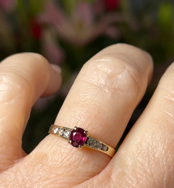 Ruby Ring 14K Yellow Gold Engagement Ring Diamond… - image 5