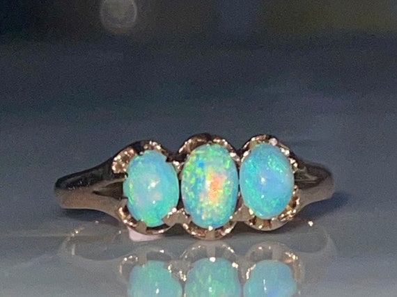 Opal Ring Australian Opal Victorian Ring 1800s En… - image 1