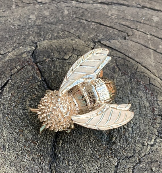 14k Bee Pin Brooch Mid-Century Modern Bumble Bee J