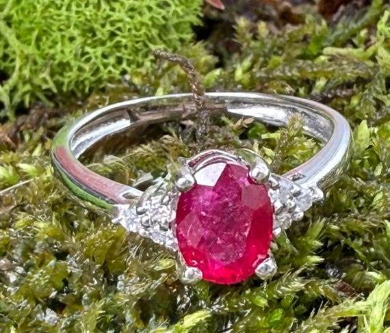 Ruby Engagement Ring Diamond Natural Ruby Ring 14… - image 15