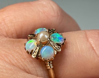 Vintage Opal Ring 14K Natural Mabe Pearl 14k Antique Australian Opal Pearl Ring 14K Gold Orange Blossom Opal Jewelry