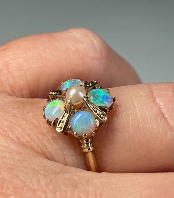 Vintage Opal Ring 14K Natural Mabe Pearl 14k Antiq