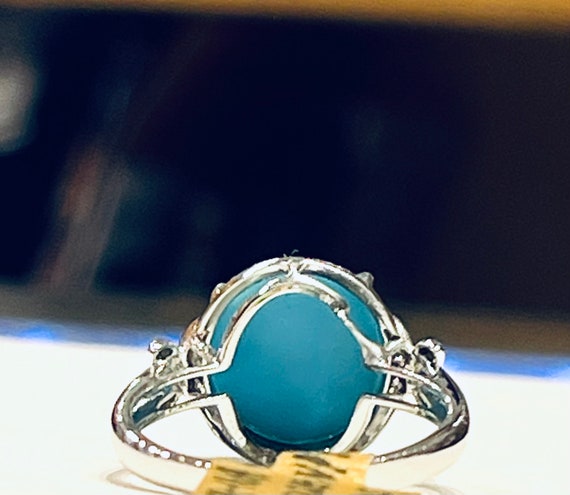 Turquoise Ring 18K Gold Ring Diamond Turquoise Ca… - image 8