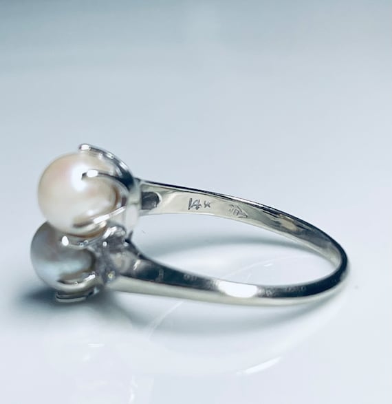 Pearl Ring 14K Bypass Pearl Engagement Ring 7 mm … - image 8