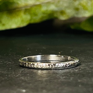 Antique Wedding Ring 18K White Gold Bud and Blossom Pattern Orange Blossom Stacking Band Flower Ring 18K Gift for Her Antique Jewelry