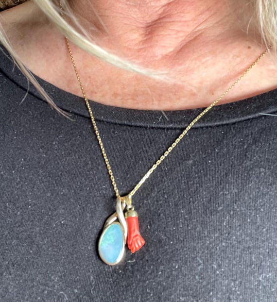 Black Opal Pendant 14K Carat Genuine Natural Solid Black Opal