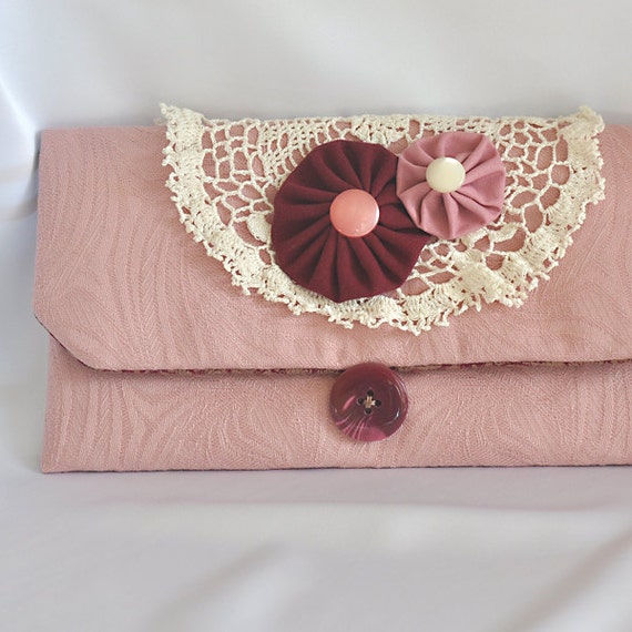 JOY Clutch Small Purse Handmade Dusty Rose Pink Etsy
