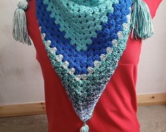 Crochet Triangle Scarf Granny Stitch with Tassels