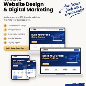 Ready-Made Website Template | Responsive Business Website | Editable HTML Site for Portfolio, Shop, Restaurant | Instant Digital Download