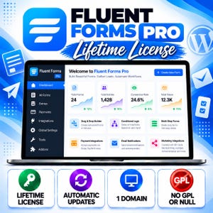Licencia Fluent Forms Pro, Creador de Formularios para WordPress, Plugin Fluent Forms, Creador de Formularios Pro, Formularios de WordPress, Licencia de 1 año, Descarga digital