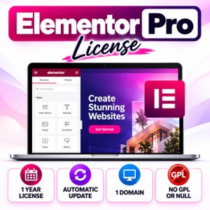 Elementor Pro License, WordPress Plugin, Elementor Website Builder, Template Kit, WordPress Theme, Digital Download, Instant Access & Update