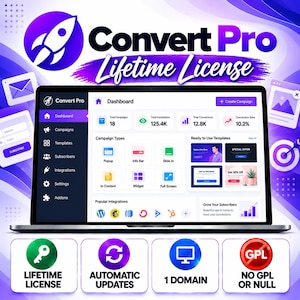 Convert Pro License, WordPress Lead Generation Plugin, Convert Pro WordPress, Popup Builder, Lifetime License, Automatic Updates