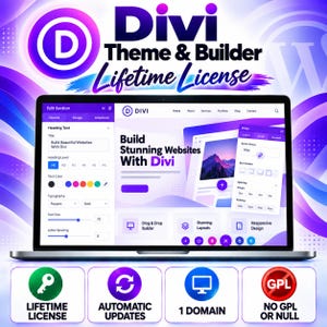 Divi Theme & Builder License, WordPress Theme, Visual Page Builder, Divi Builder, 1 Website License, Lifetime Updates, Digital Download