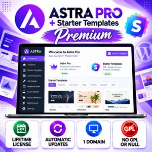 Astra Pro License, Astra Pro Theme, WordPress Astra, Astra Pro Templates, Astra Theme, Starter Templates, Website Builder, Digital Download
