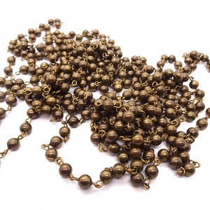 6mm antique bronze metal bead chain rosary chain (1ft)