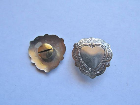 1" nickle silver screw back heart concho  #concho35