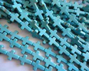 Turquoise Small Cross Beads  #SS1249