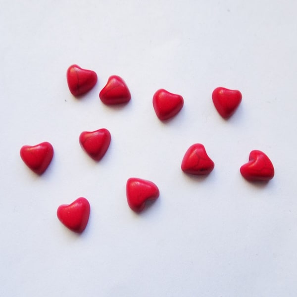 7mm Red heart stone Cabochon (Bag of 10) #ECAB-49