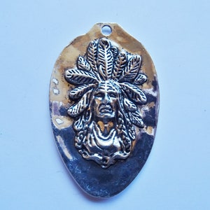 Antique silver indian cowgirl western jewelry pendant #MP-33