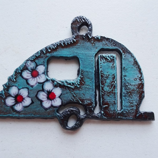Teardrop vintage camp trailer jewelry pendant key chain ornament #pat-18-red