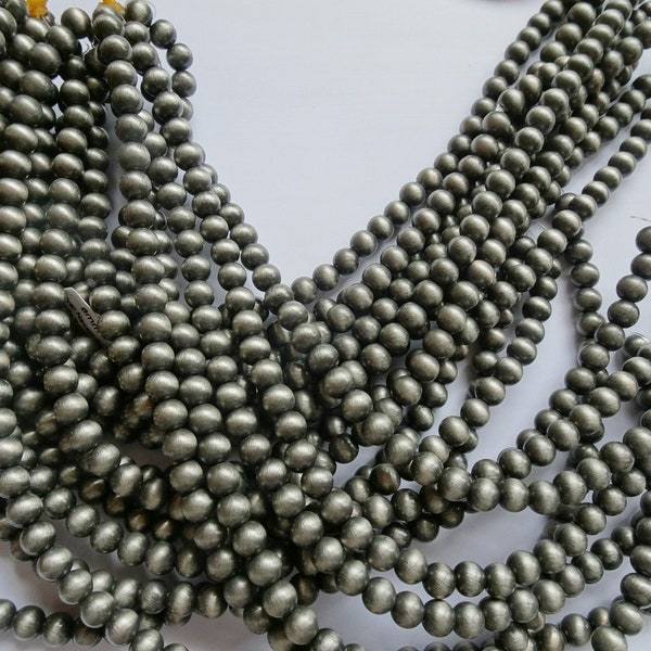 6mm Silver faux Navajo pearl beads