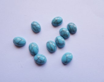 6 x 8mm Turquoise color Oval Flatback Cabochon (Bag of 10)  #ECAB-11