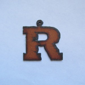 Rustic metal initial pendant ornament Letter R  #RK-R